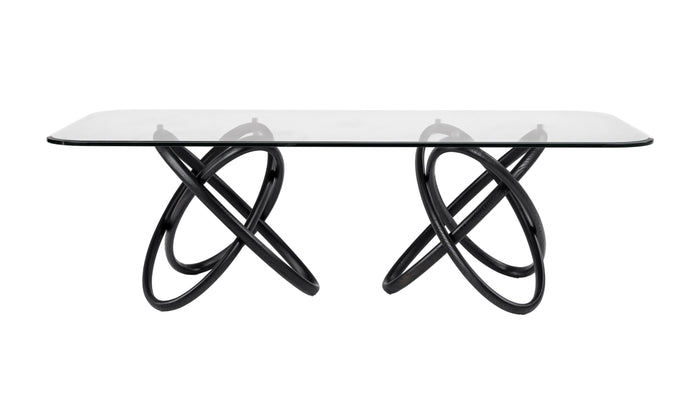 Caroline Modern Glass & Black Ash Dining Table