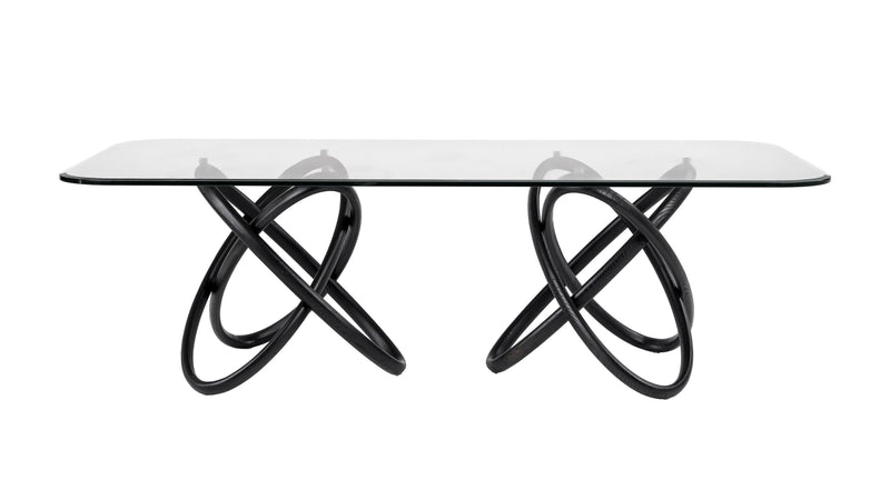 Caroline Modern Glass & Black Ash Dining Table