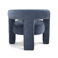 Clara Blue Denim Performance Velvet Curved Accent Chair