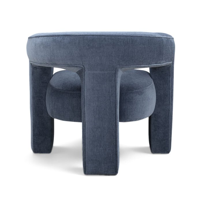 Clara Blue Denim Performance Velvet Curved Accent Chair