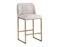 Nevin Muslin Performance Fabric & Antique Brass Counter Stool