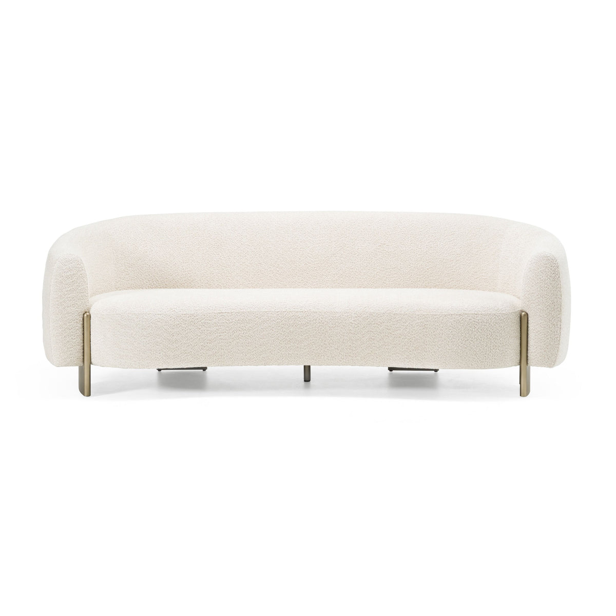 Magnolia 94.6" Modern Beige Upholstered & Antique Brass Sofa