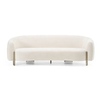 Magnolia 94.6" Modern Beige Upholstered & Antique Brass Sofa