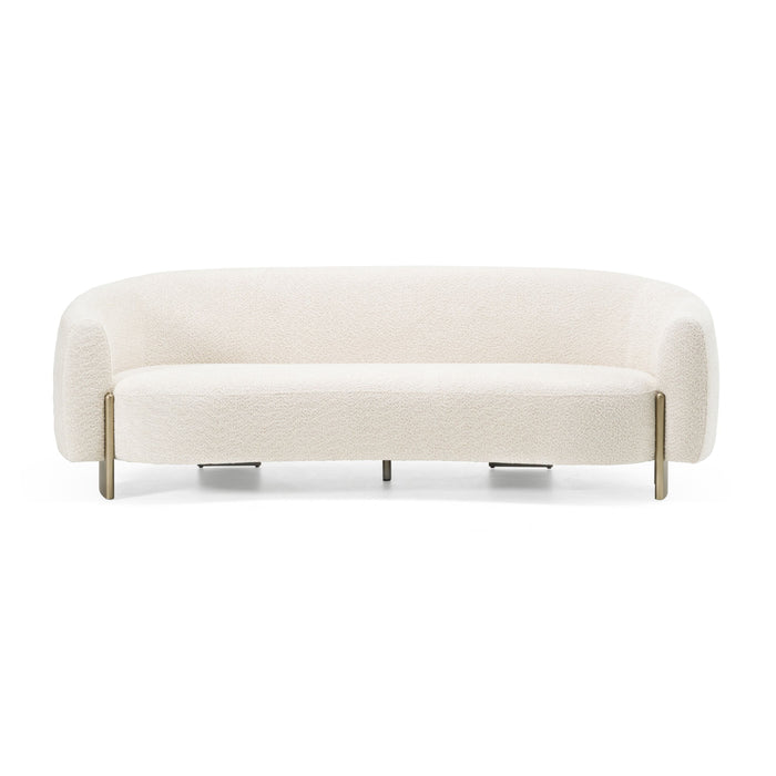 Magnolia 94.6" Modern Beige Upholstered & Antique Brass Sofa