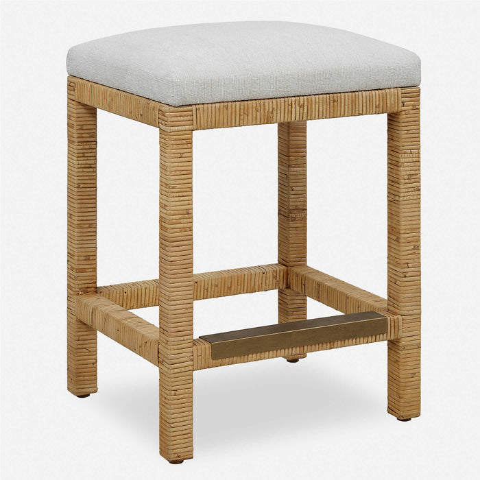 Mary Off White Natural Rattan Counter Stool