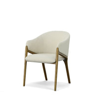 Claude Cream Fabric and Walnut Arm Dining Chair