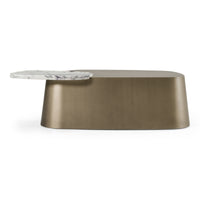 Magnolia 54" Modern White Marble & Antique Brass Coffee Table