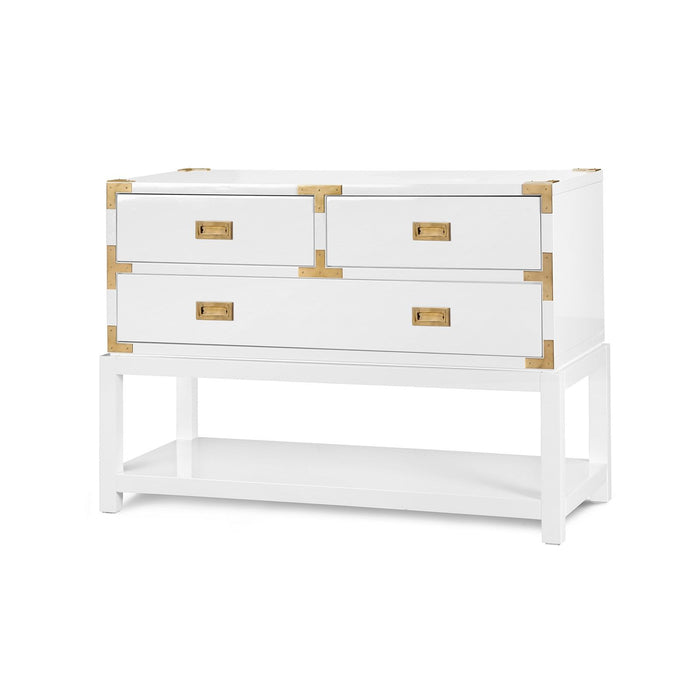 Tanier Gloss White & Polished Brass Console Table