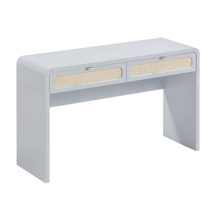 Ameline Pastel Blue Rattan Console/Desk