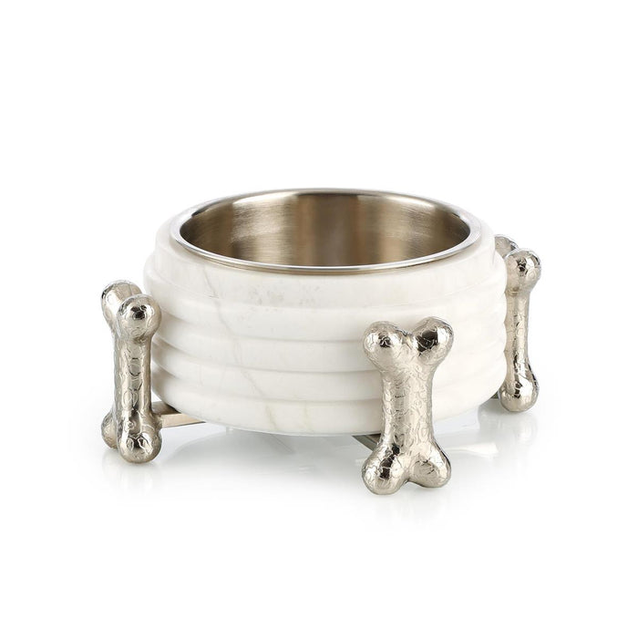 Opulent Marble & Brass Dog Bowl