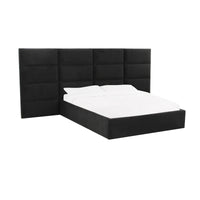 Wolfe Black Velvet Bed With Side Panels