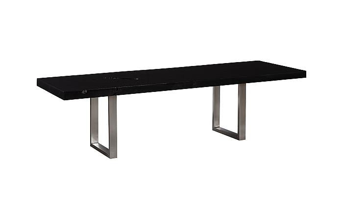 Adonis 108" Straight Edge Black Dining Table With Stainless Steel Legs