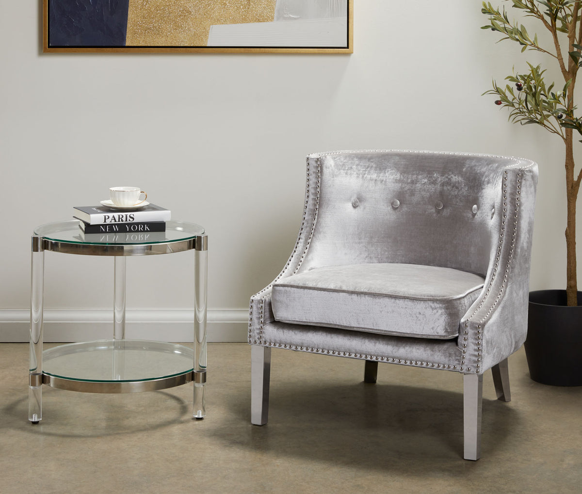 Regal Grey Velvet Chair