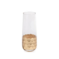 Fez Cut Glass Champagne Flute with Gold Leaf - Set of 12