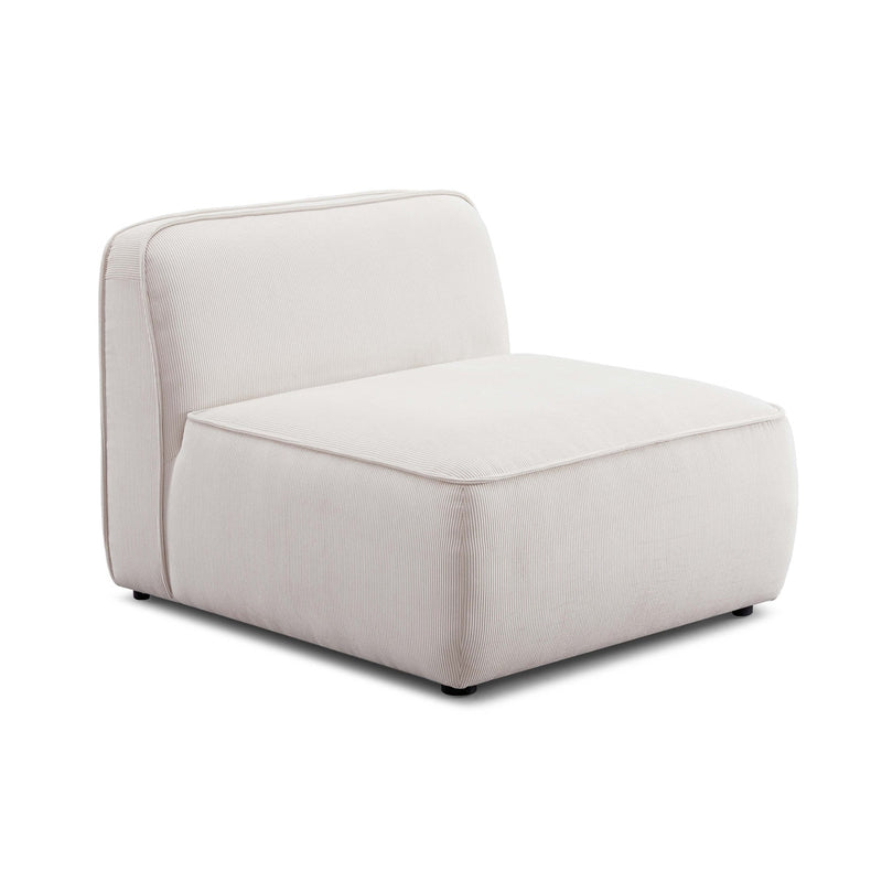 Travie White Sand Performance Corduroy Velvet Armless Chair