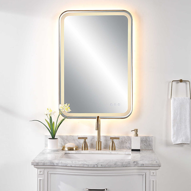 Miraze 32" Gold Lighted Vanity Rectangular Mirror