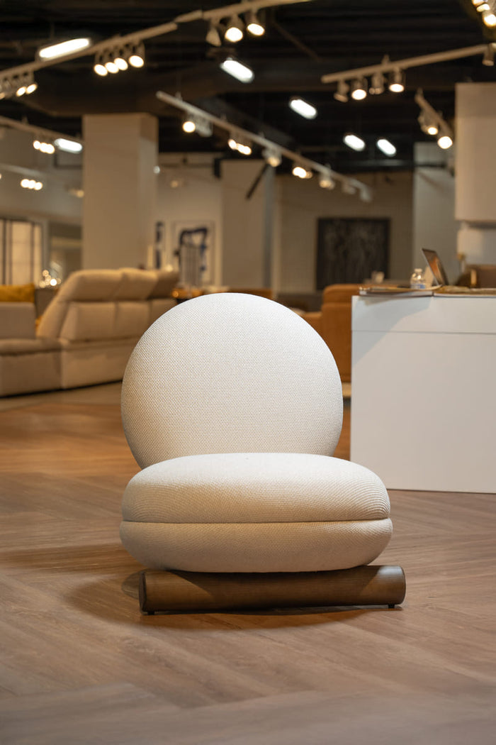 Linten Contemporary Off-White Fabric Accent Chair