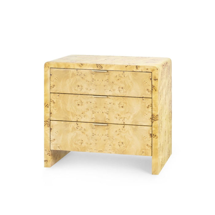 Mariano 3 Drawer Burl Wood End Table