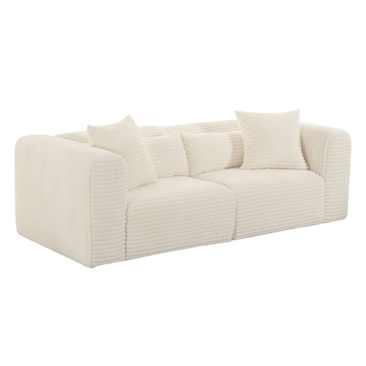 Telav 86” Fluffy Oversized Cream Performance Corduroy Modular Loveseat
