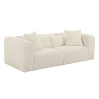 Telav 86” Fluffy Oversized Cream Performance Corduroy Modular Loveseat