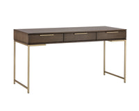 Rebel 59.25" Modern Brown Oak & Gold Desk