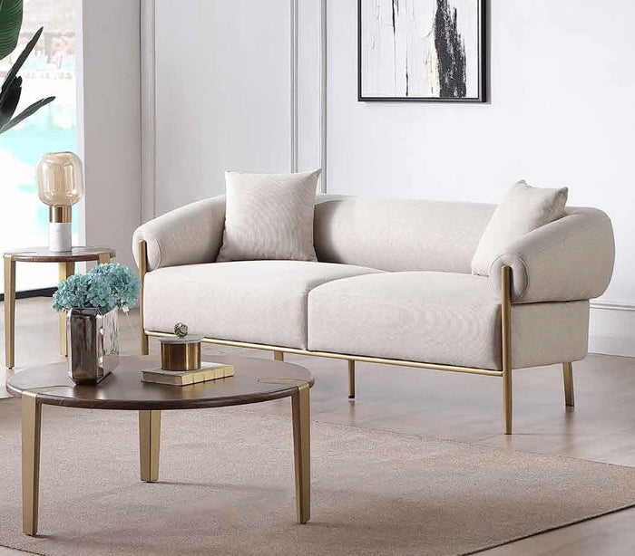 Garner 80" Beige Linen & Gold Sofa