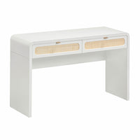 Ameline White Rattan Console/Desk