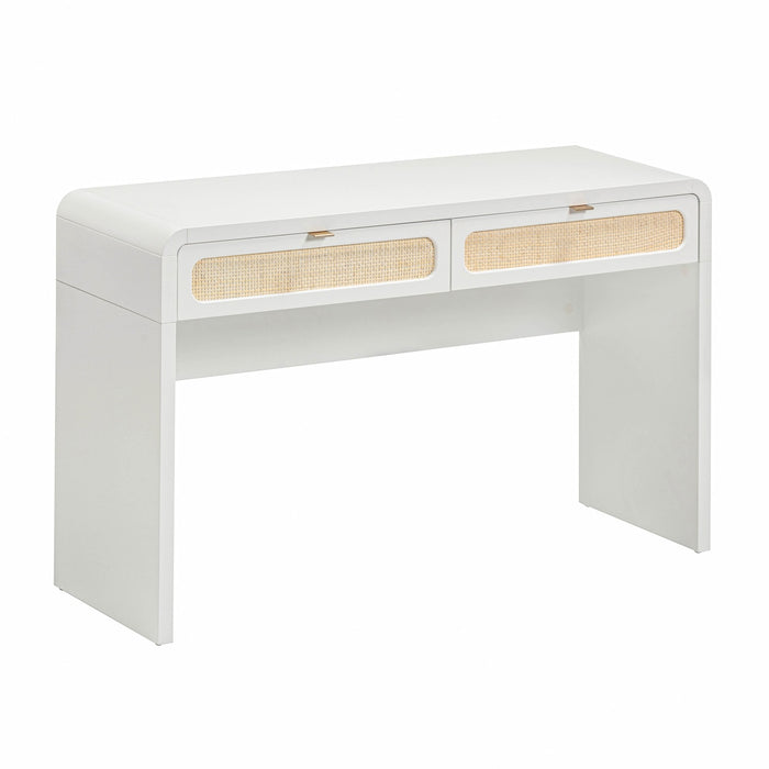 Ameline White Rattan Console/Desk
