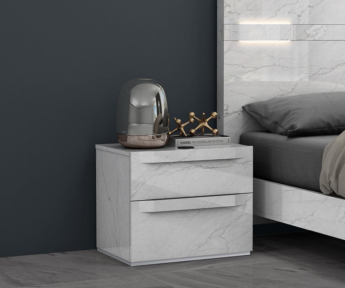 Nahlia White Carrara Finish Nightstand