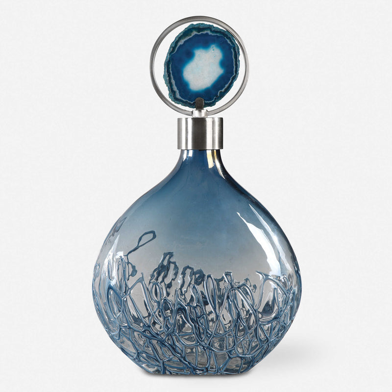 Nadine Blue Agate Stone & Glass Bottle