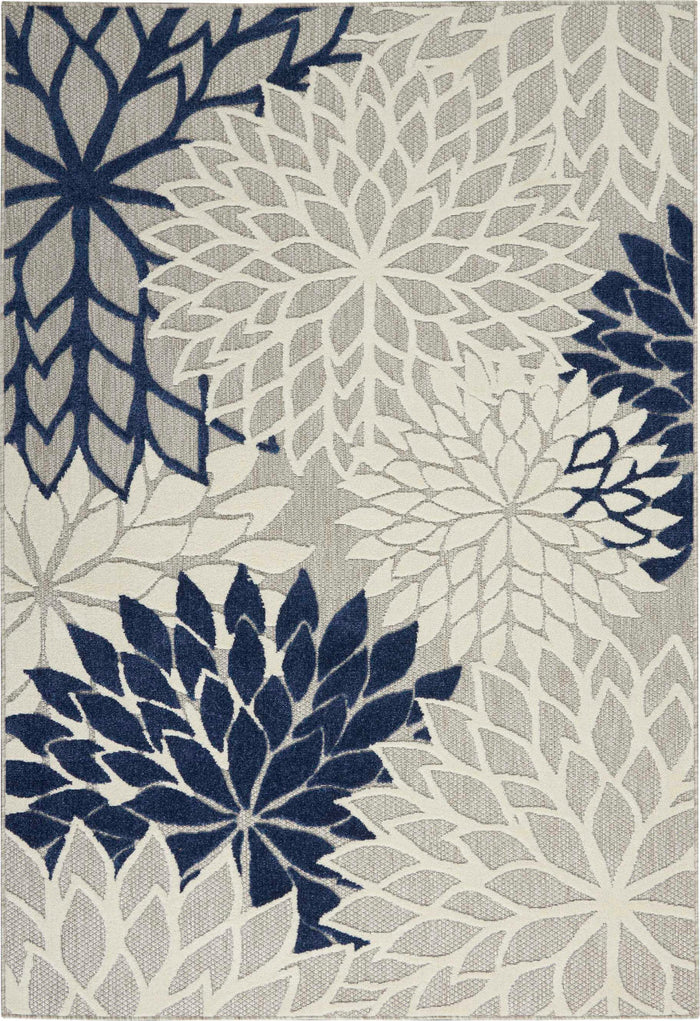 Annitra Indoor/Outdoor Ivory & Navy Area Rug - Elegance Collection