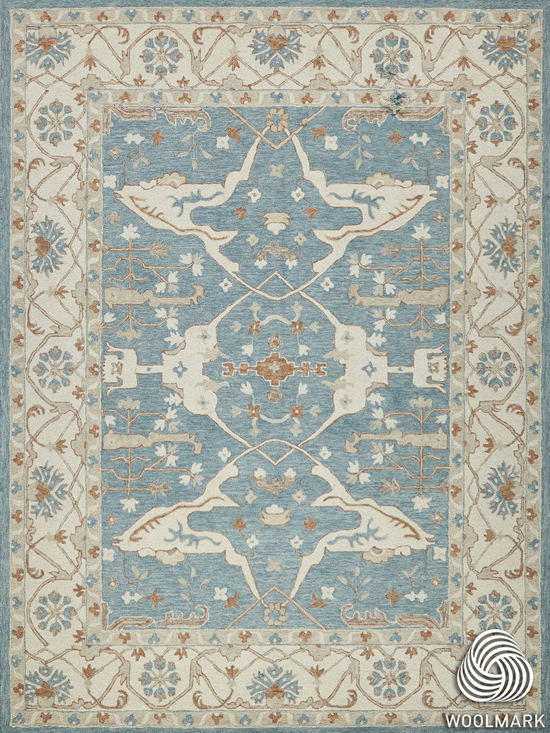 Nell Ivory/Light Blue Luxury Area Rug