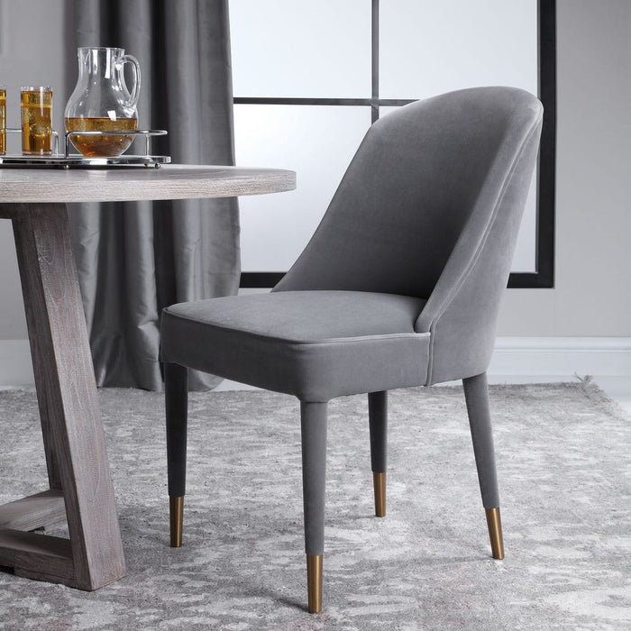 Alexa Grey Velvet Chair (Set of 2)