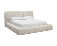 Olena Oatmeal Plush Upholstered Channel Bed