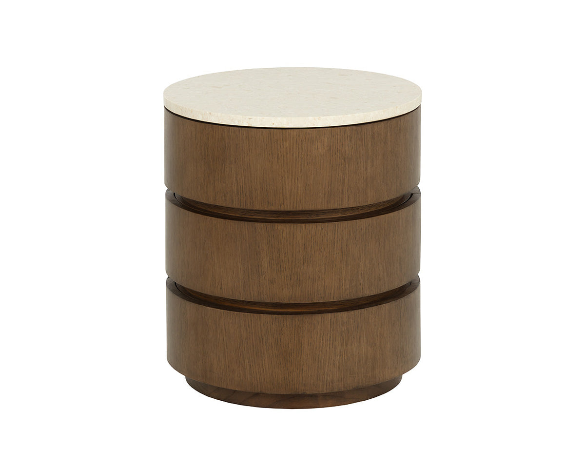 Caldora Oak Veneer & Marble Top Nightstand