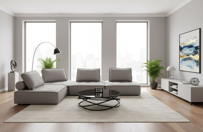 Odile Modern Grey Modular 4-Piece Sectional Sofa