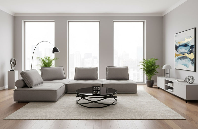 Odile Modern Grey Modular 4-Piece Sectional Sofa
