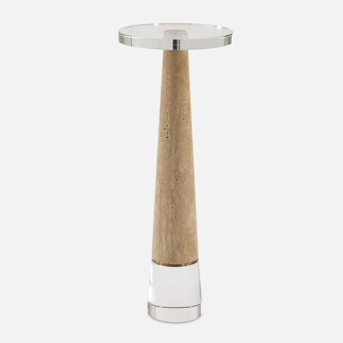 Idyll Natural Travertine & Crystal Martini Table