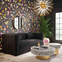 Laurent 84.3" Plush Black Velvet Sofa