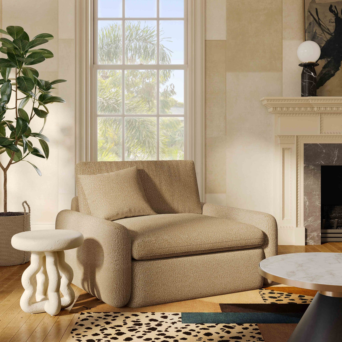 Rachelle Tan Contract Grade Boucle Lounge Chair