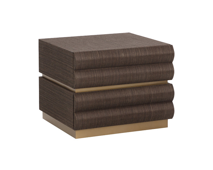 Subira Chocolate Raffia & Gold Nightstand