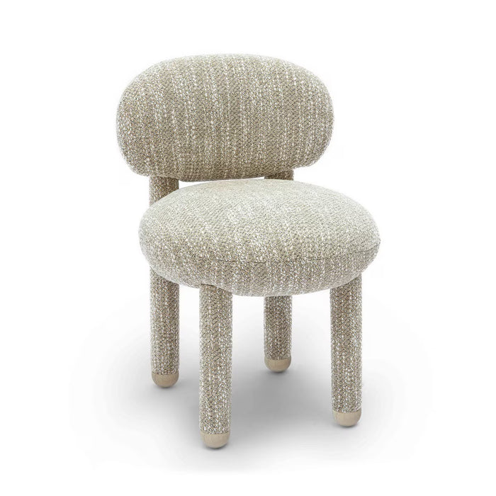 Manu Beige Nubby Performance Fabric Dining Chair