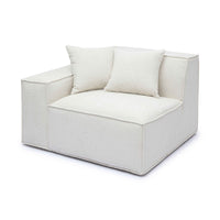 Mindy Cream Chenille Basketweave LAF Corner Chair