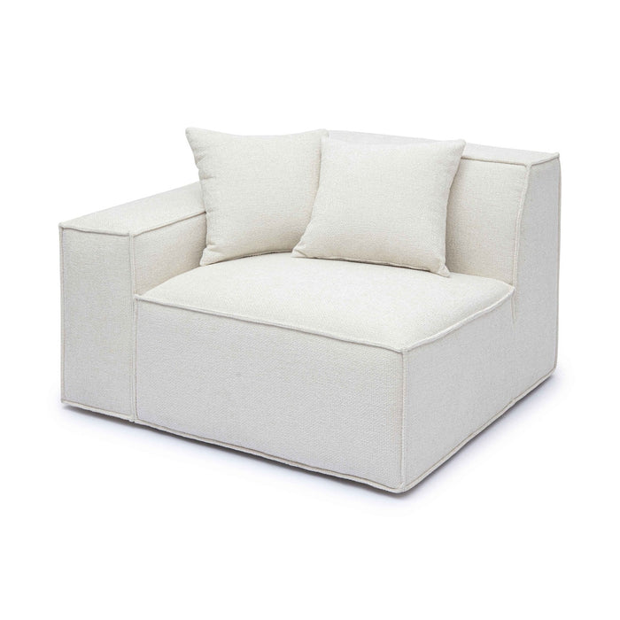 Mindy Cream Chenille Basketweave LAF Corner Chair