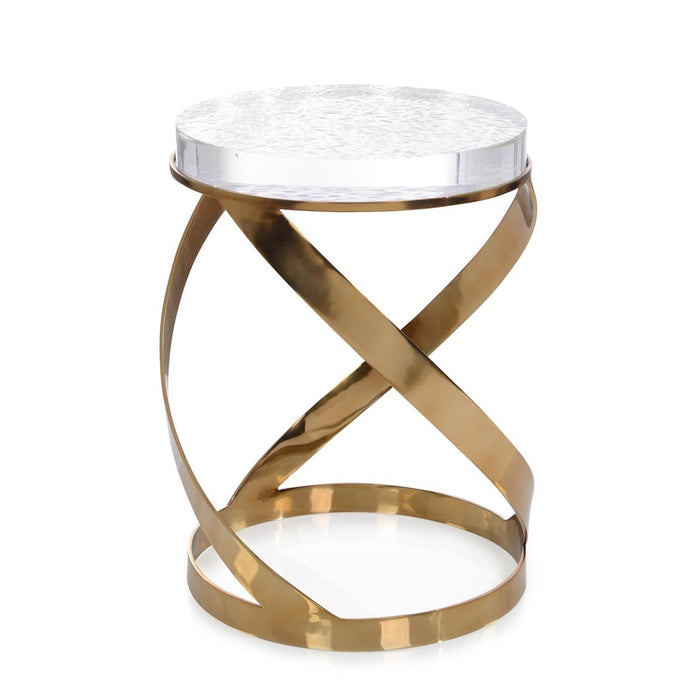 Cherie Large Acrylic & Champagne Gold End Table