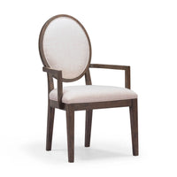 Lunaris Dark Brown and Beige Performance Fabric Dining Armchair (Set of 2)