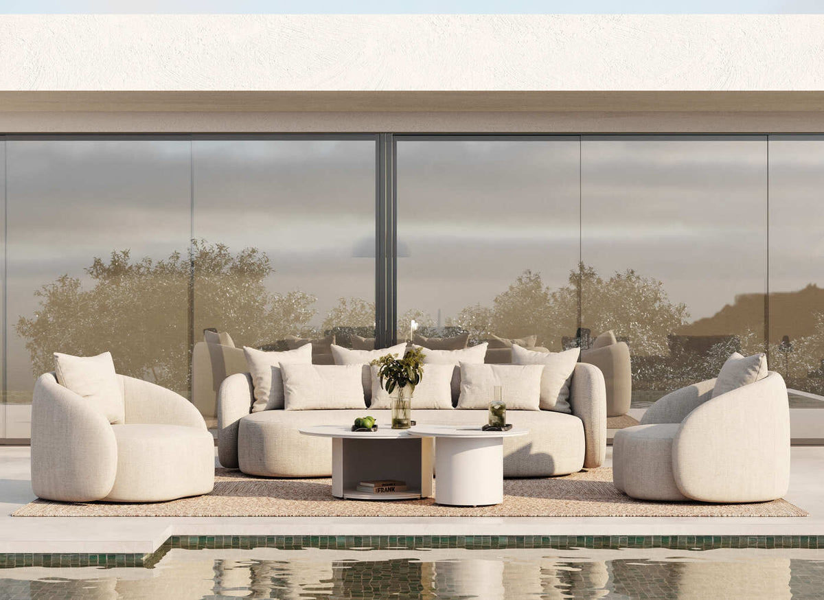 Helene Beige 4 Seat Outdoor Performance Fabric Sofa