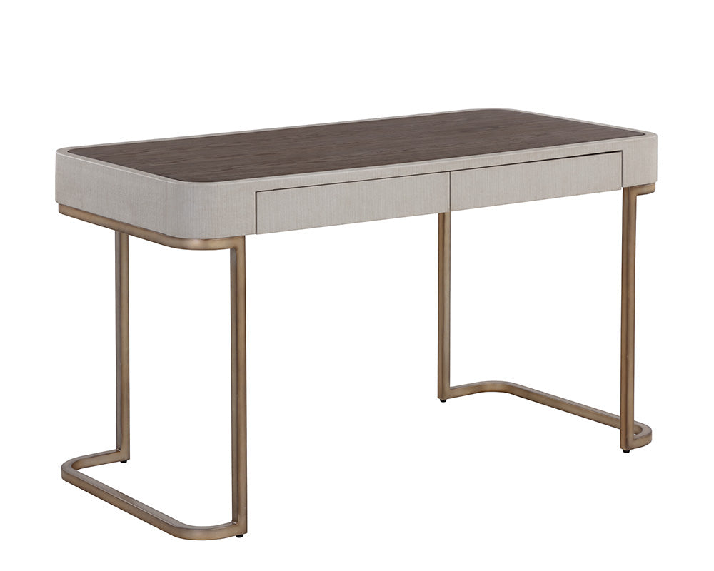Jamille Cream Faux Leather & Gold Desk