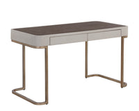 Jamille Cream Faux Leather & Gold Desk