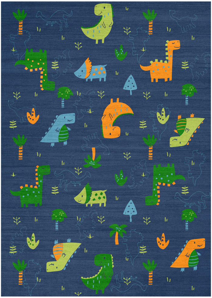 Dinosaurs Navy Multicolour Area Rug